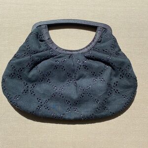 LOFT Black Eyelet Purse Clutch